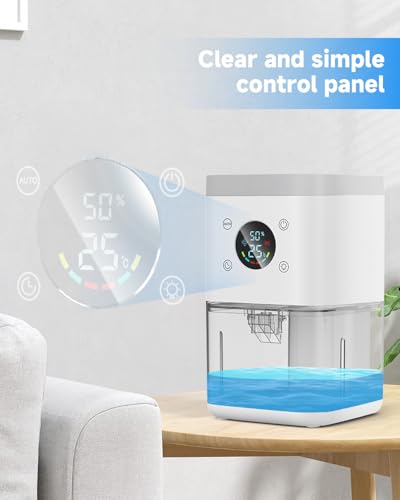 Dehumidifiers For Home, 1800Ml Dehumidifier For Drying Clothes, Quiet Dehumidifiers With Timing, Filter Screenand Intelligent Dehumidification, Air Purification, Ideal For Bedroom Bathroom -White - 3