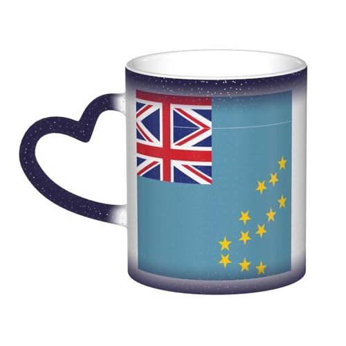 Kingww Mug magique réactif à la chaleur Drapeau de Tuvalu 325 ml – Une expérience de boisson qui change de couleur avec la température