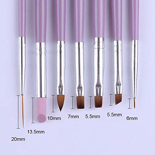 7 Stücke Nail Art Pinsel Set Rosa Griff UV Gel Lack Acrylmalerei Liner Pen Nagelhautentferner Maniküre Kit Praktisch und… – Bild 5