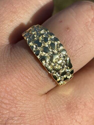 Natural Gold Nugget Ring Solid 925 Sterling Silver 14k Gold Plated