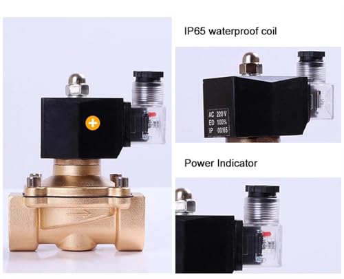 Válvula solenoide de latón de acción directa NC 3/8 NPT para agua y aire 230VAC 3
