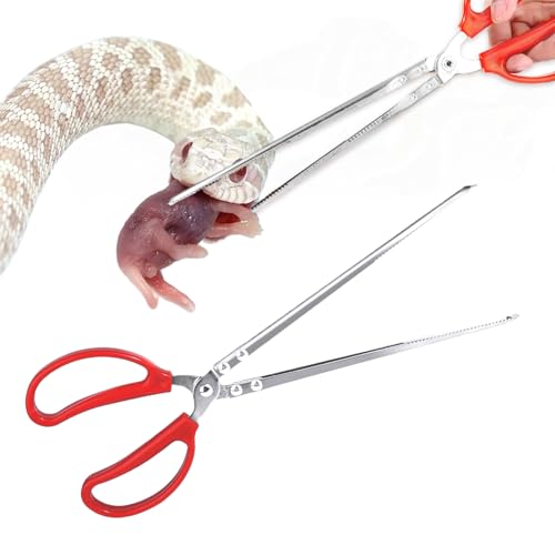 Lupdato 15 Inch Snake Feeding Tongs, Reptile Feeding Tongs,Snake Grabber Tool Stick Reptile Tongs for Lizard Reptiles,Snakes,Tank Accessories Terrarium Supplies (Straight Head)