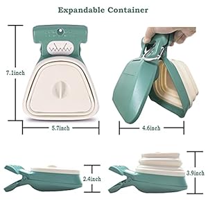 Pooper scooper portable and handheld size for walking large and small dogs outside yard or travel outdoors pup poop scoop with container and 30pcs pet waste bag attachment   cucciolini doodles