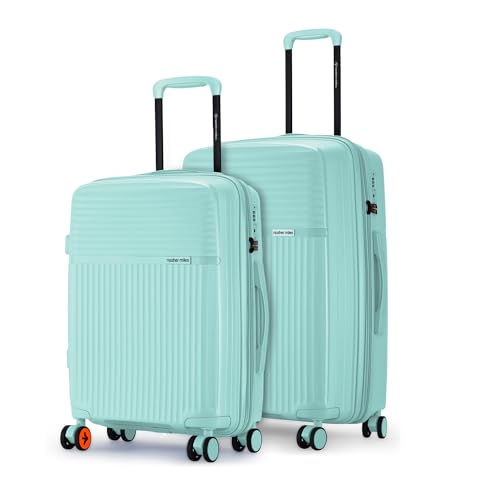Image of Nasher Miles Krabi Expander Hard-Sided Polypropylene Luggage Set of 2 | 55cm & 65cm | 8 Wheels Small & Medium Trolley Bag for Travel | Suitcase (Cool Mint)