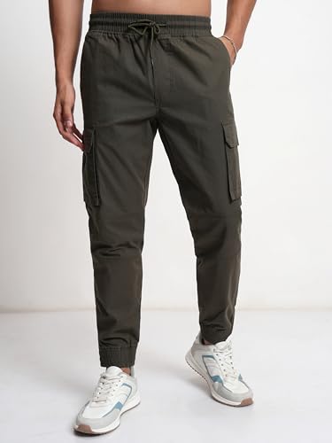 Image of Highlander Men's Cargo Jogger Trousers | Perfect for Casual Outings,Travel & Work Wear with Utility Pockets
