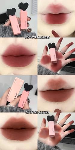Image of Gege Bear Dreamy Sweet Velvet Lip Glaze | Brown Nude, Baby Pink & Blood Red Shades | Best Lipstick Brand for Women | 6 Cute Shades Makeup for All (01# French Naked Tea, 2.5g)