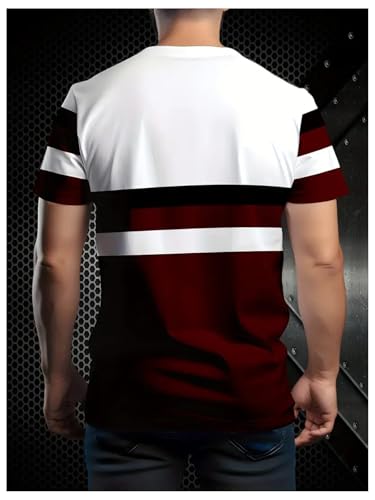 Image of RoseSeek Men's Color Block Short Sleeve Tee Shirts Casual Crewneck T Shirt Trendy Summer Tops