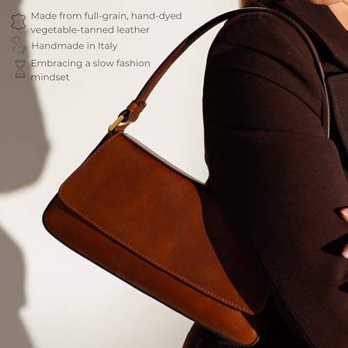 Image of Time Resistance Leather Handbag - Full-Grain Leather Purse for Women - Shoulder Bag Made in Italy