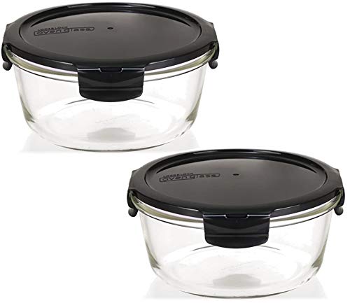 Lock & Lock Boroseal Frischhaltedosen aus Glas - 2er Vorratsdosenset - rund - mit Deckel für Backofen, Mikrowelle & zum Einfrieren - 950 ml