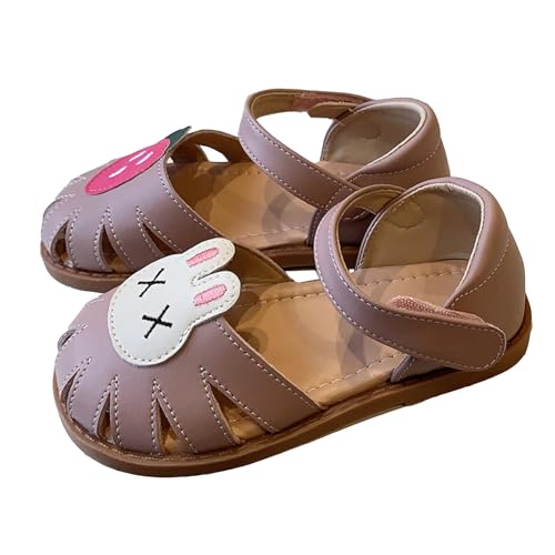 Image of WUIWUIYU Toddlers Little Girls T-Strap Hook&Loop Dress Strawberry Summer Shoes Closed Toe Carrot Sandals