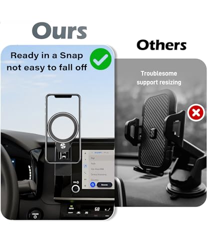 Image of Car Phone Holder for 2025 2026 Toyota Camry 8 inch Screen Accessories | MagSafe Strong Magnetic Clip-On Cell Phone Mount, 360 Rotatable Hands-Free Holder, Not Block Air Vents