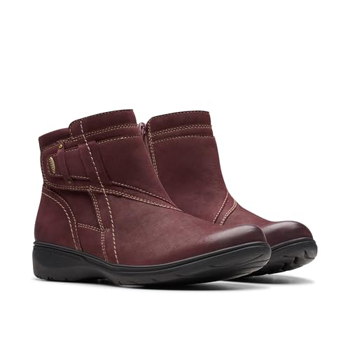 Clarks Clarks Collection Women's Carleigh Style Ankle Boot, Wine Nubuck, 9.5 Medium US