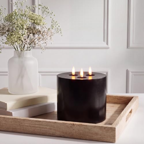 Image of Retisee 1 Pack Black Extra Large Flameless Candles 6 inchx6 inch Remote Control