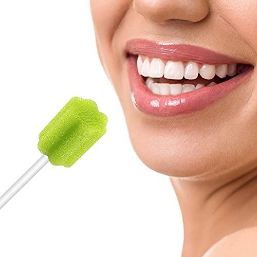 Disposable Oral Swabs 300 Count | Unflavored & Sterile Mouth Swabs- Individually Wrapped To Stay Fresh (Green- 300 Counts) #TOP3