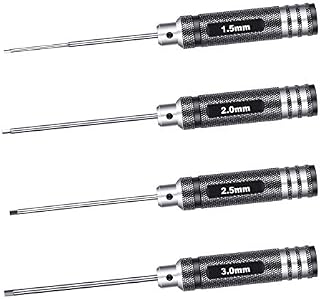 Neewer Lightweight Titanium Nitride Coating Hex Driver Wrench 4 Piece Set, Hex Screw driver Tools Kit Set for RC Helicopter (1.5mm/2mm/2.5mm/3.0mm)