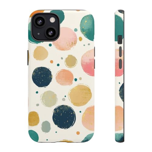 Motif abstrait coloré à pois coque rigide mate iPhone 13 antichoc légère