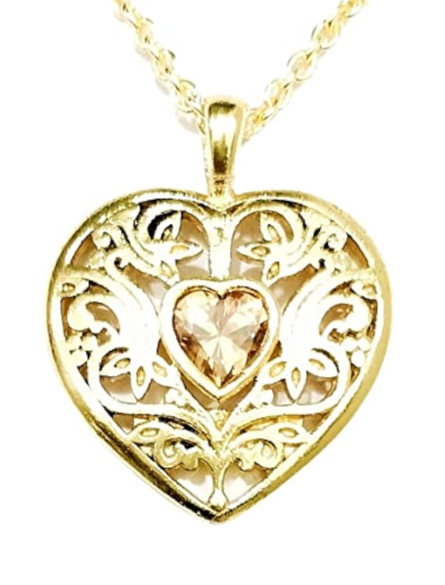 20 Inch Stainless Steel Angel and Heart Shape Pendant Necklace