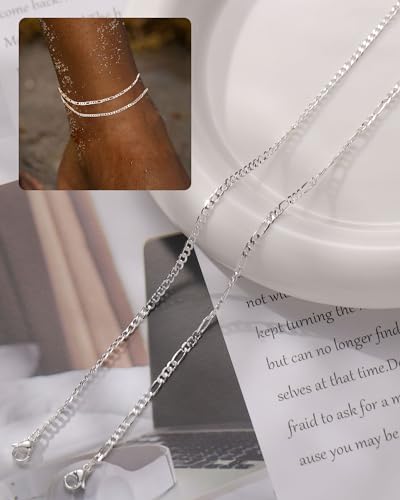 Image of FUNEIA Gold Silver Ankle Bracelets for Women Waterproof 14K Gold Plated Anklets for Women Non Tarnish Dainty Layered Beaded Heart Anklet Set Summer Beach Foot Chain Jewelry Gifts Trendy Stuff