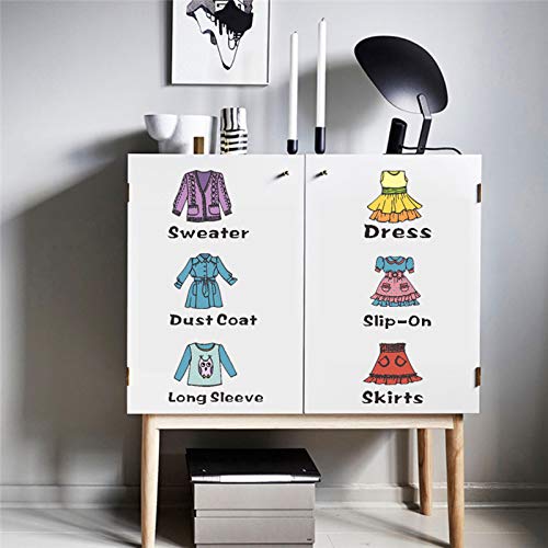 Maydahui 2 Sheets（31 Count） Dresser Clothing Decals 11 * 11Inch Boys Girls Clothing Sort Wall Sticker Removable Clothes Classification Label For Wardrobe Drawer Organizing Home Bedroom Decoration #TOP5