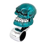 uxcell Car Blue Skull Head Style Steering Wheel Knob Silver Tone Handle