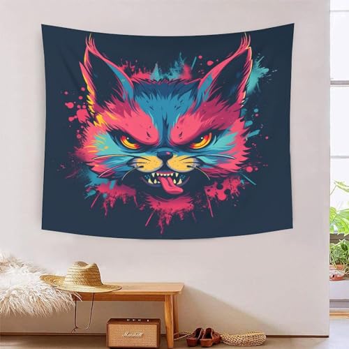 Tapisserie murale animaux en colère effet 3D grand format 180x230 cm pour salon et chambre
