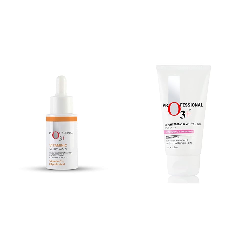 O3+ Vitamin C Serum Glow- Face & Neck Serum- Combination Skin-30ml & O3+ Brightening and Whitening Face Wash Combo-image-47