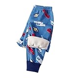 XINYUNZU Kinder Thermohose Gefütterte Hose Winterhose Kuschel Jogginghose Warm Thermo Leggings Elastische Taille Sporthose Warme Hosen für Jungen und Mädchen Hellblau 110