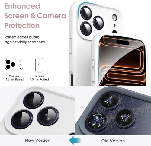 Image of DIZORO Compatible for iPhone 17 Pro Max Case,Classic Liquid Silicone Mobile Phone Case,Integrated Camera Control Button,Anti-Scratch Soft Microfiber Lining, White