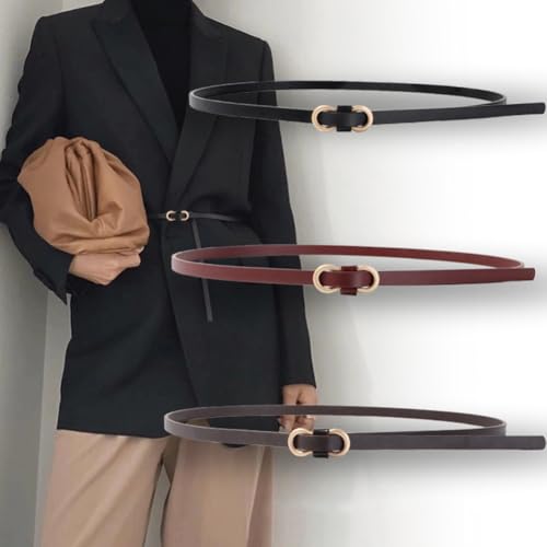 Women Stretchy Leather Belt Fashion Minimalist Ladies Skinny Thin Waist Belt With Gold Buckle For Jeans Dresses2