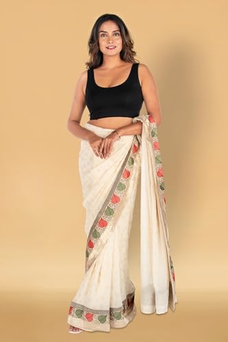 Image of Abhi Cotton Readymade Saree Blouse for Women- Sleeveless, U-Neck, Regular-fit, Stretchable, Pull-on Style