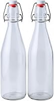 FastRack 16oz Swing Top Glass Bottles 2 Pack - Airtight Flip Top Lids for Olive Oil, Vinegar, Kombucha, Beer & Fermentation
