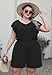 Celkuser Plus Size Romper for Women Casual Loose Short Sleeve Empire Elastic Waist Summer One Piece Romper With Pockets（cel179_black_3XL）