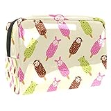 LEVEIS Chocolate Ice Cream Monkey PVC Cosmetic Bags Makeup Handy Pouch Organizer Zipper Toiletries Bag for Women Travel Bathroom