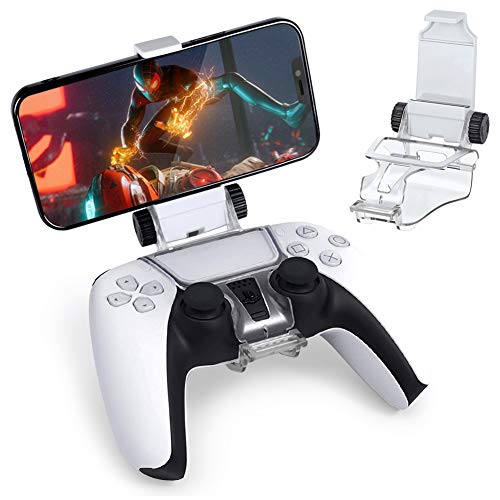 Controller Phone Mount PS5, RIOROO PS5 Controller Clip Mount with Adjustable Bracket for PS5 Playtion PS5 DualSense Wireless Controller