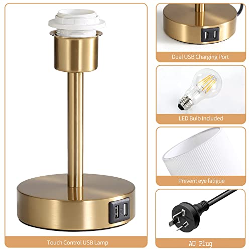 image for Kinsdan Bedside Table Lamp, Touch Control Bedside Lamp with USB Port O