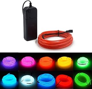 Kmruazre El Wire Neon Light String with Electroluminescent Light 3m/9ft El Wire Rope Battery Powered Neon Light Battery Pack Drive(Red)