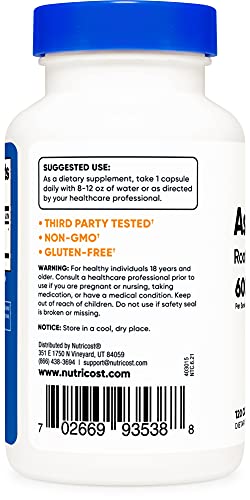 Image of Nutricost Ashwagandha Herbal Supplement 600mg, 120 Capsules (2 Bottles) | Ashwagandha Root