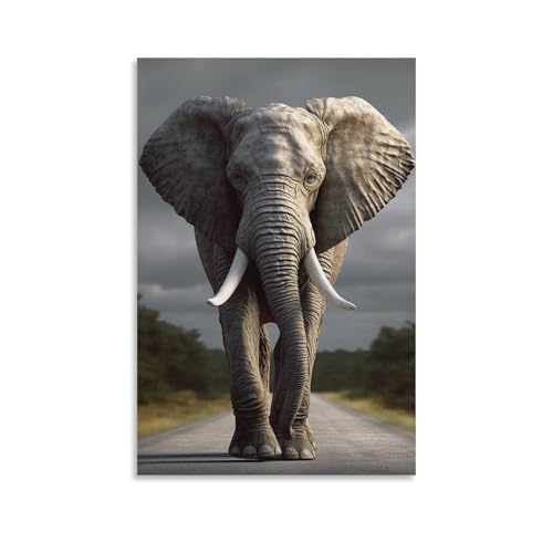 Toile murale éléphant grand format pour habiller un mur vide de salon