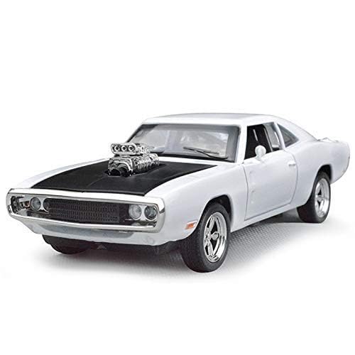 Image of Alokik Enterprise 1:24 Big Fast and Furious 7 Dodge Charger 1970 Diecast Model Metal Pull-Back Car with Sound & Light and 4 Opening Doors Kids' Best Toy Vehicle Gift【White】
