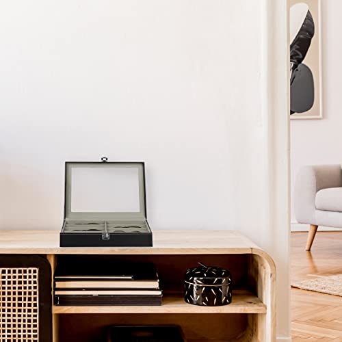 Relaxdays Brillenbox voor 8 brillen, opslag zonnebrillen, h x b x d 8,5 x 33,5 x 24,5 cm, kunstleer brillenkoffer, wit - Image 6