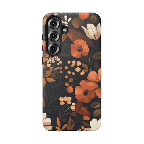 Coque Samsung S25 Plus marron fleurs d'automne pour un style au quotidien