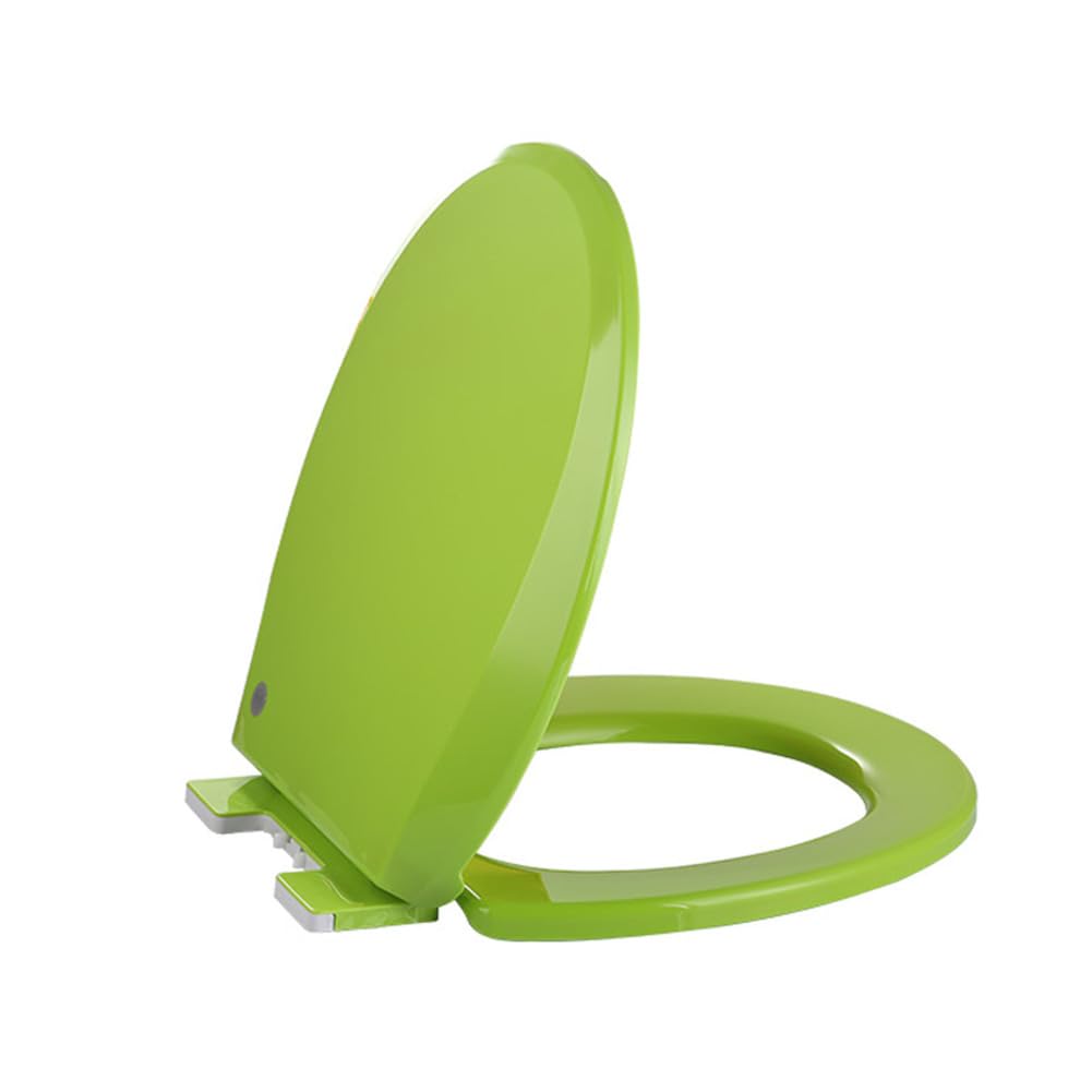 Asiento de Inodoro de Cierre Suave y Lento, Tapa WC Universal en Forma de O, Tapa de Inodoro de PP con Liberación Rápida, Fácil Montaje y Limpieza, Carga Máxima 150kg,Verde,36x41cm