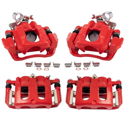 Image of TRQ Front and Rear Brake Caliper Set Performance Brackets Compatible with 2010-2012 Ford Flex 2011-2018 Explorer 2013-2018 Taurus 2010-2013 Lincoln MKT