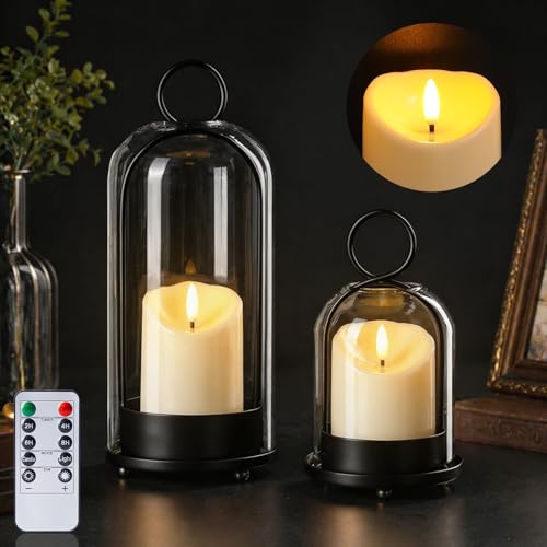 Brass Hurricane Handmade Sturdy Glass Dome Candle Holders with Glass Cover