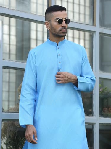 Image of KRAFT INDIA Men's Cotton Kurta Pyjama Set | Woven Design Traditional Ethnic Wear | Festive, Wedding & Casual Outfit | Comfortable & Breathable Fabric
