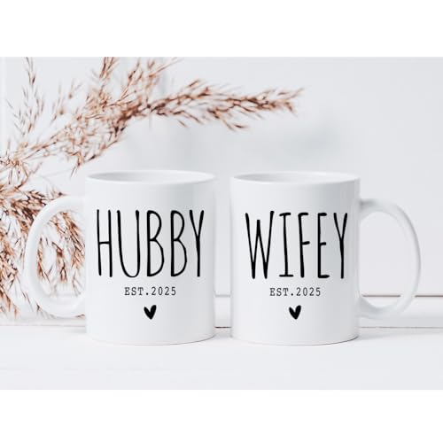 EST-2025-Hubby-Wifey-Mugs-Set-Wedding-Gift-for-Couples-EST-2025-Announcement-to-be-Newlywed-Mug-Promoted-to-Be-Hubby-Wifey-Wedding-Gift-Bridal-Shower-Couples-Valentine-Gift EST 2025 Hubby Wifey Mugs Set Wedding Gift for Couples EST 2025 Announcement to be Newlywed Mug Promoted to Be Hubby Wifey Wedding Gift Bridal Shower Couples Valentine Gift