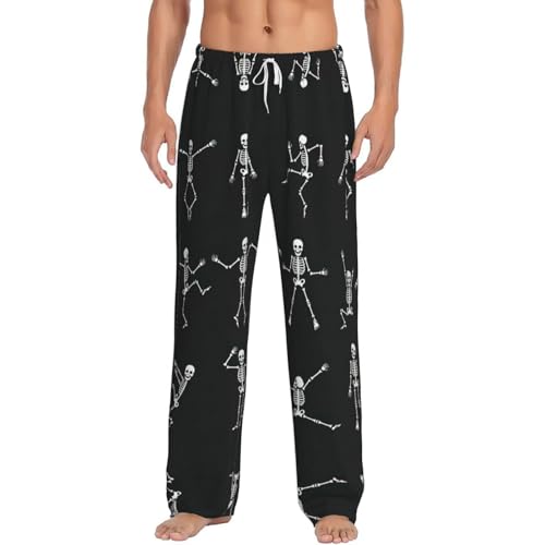 Vêtements de nuit homme pantalon de pyjama imprimé squelette doux