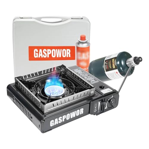 Comparison: Best Gas Stove Under 10000 4 Propane or Butane Stove Dual Fuel Stove Portable Camping Stove with Carrying Case&Windblocker, 10,000 BTU Butane Propane Stove, Automatic Ignition for Emergency Preparedness Kit (Fuel Not Included)