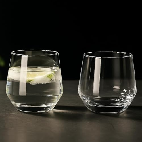 Image of Whisky Glass Set of 6, 370ML Crystal Cut Tumbler Glasses, Premium Old Fashioned Drinking Glasses for Whisky, Bourbon, Scotch, Cocktails, Liquor & Juice, Heavy Base Transparent Barware Set