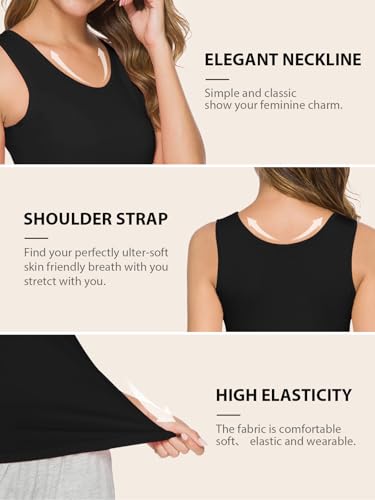 Image of AMVELOP Elastic Tank Tops for Women Undershirts Pack of 4 Slim-Fit